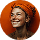 A happy customer smiling wearing orange headband